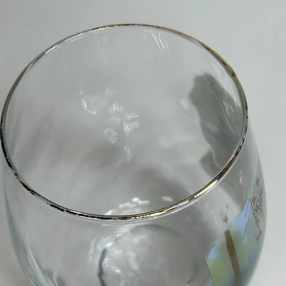 Disney Aristocats Marie Paris Tumbler Wine Glass Gold Rim Parisian‎ Patisserie